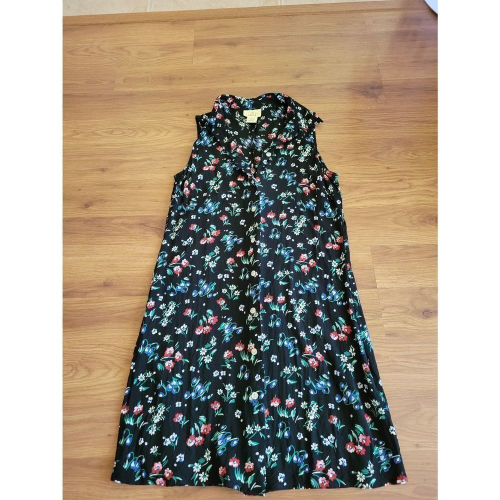 Women's Vintage Limited America Sun Dress Black Floral‎ Size Small